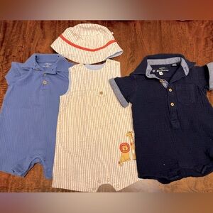 3 Baby Boy Summer Rompers (9 months)